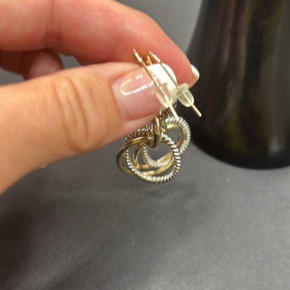 Elegant Two Tone Earrings - Picture 3 of 4